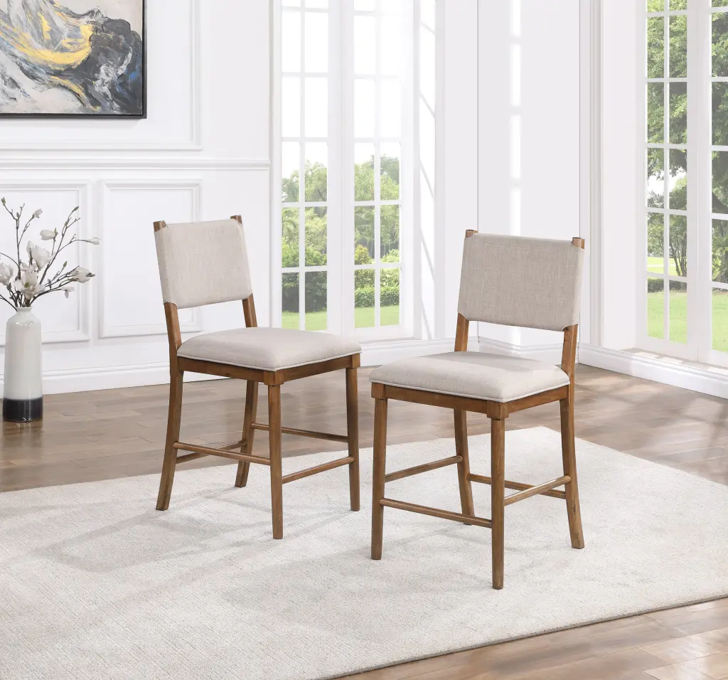 Oslo Counter Chair Set 2 Light Brown Wood Modern Kitchen Bar Stools steve silver furniture
