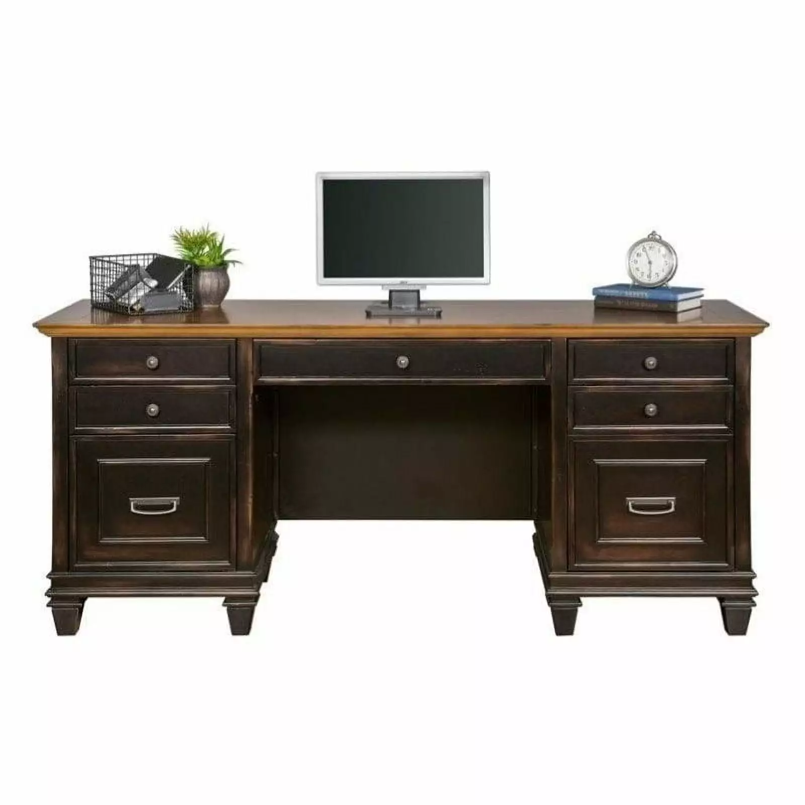 Beaumont Lane Traditional Wood Credenza Office Desk Black
