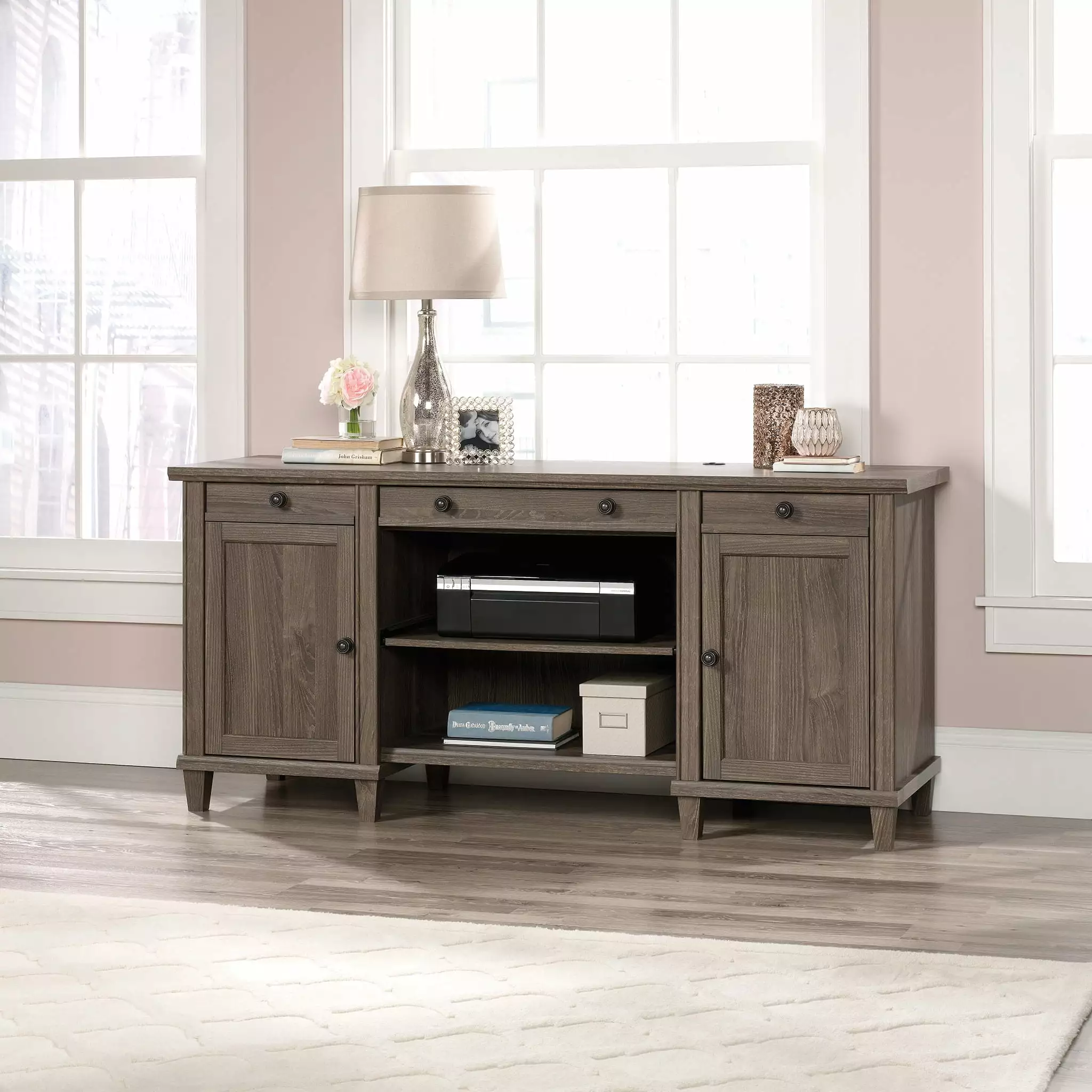 Sauder Hammond Credenza Emery Oak Finish Office Storage