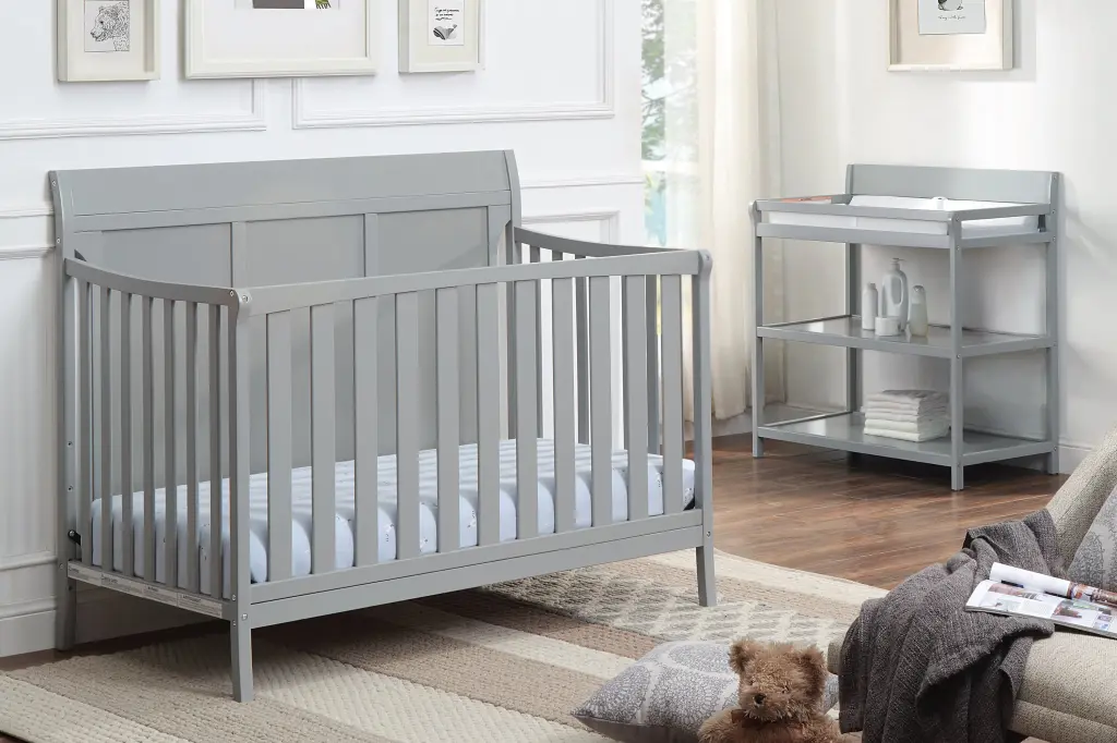 Shailee 4 1 Convertible Crib Gray Grey Wood Finish simple living