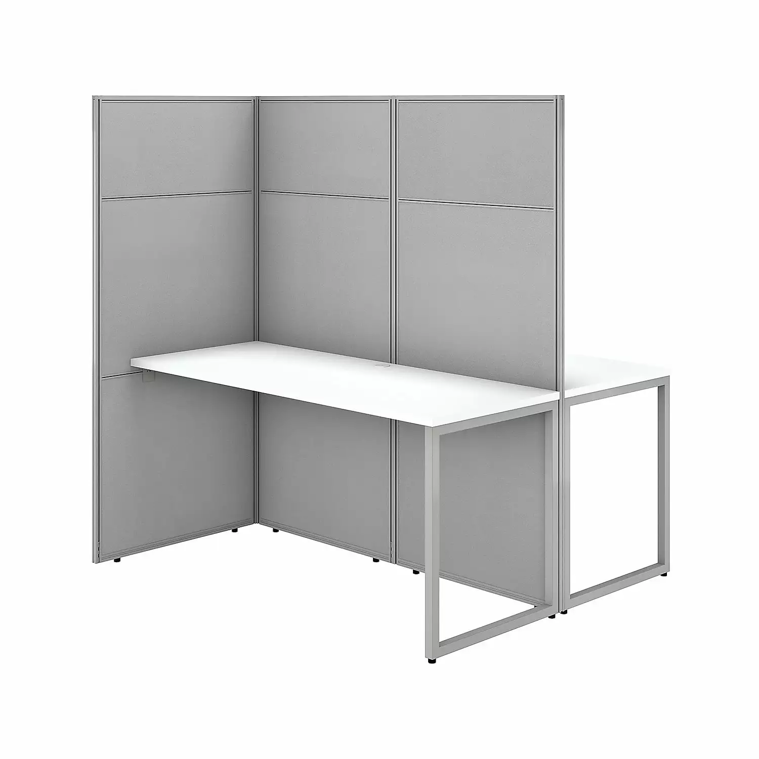Easy Office 60W 2 Person Cubicle Desk 66H Panels White Engineered Wood Office Workstation BBF
