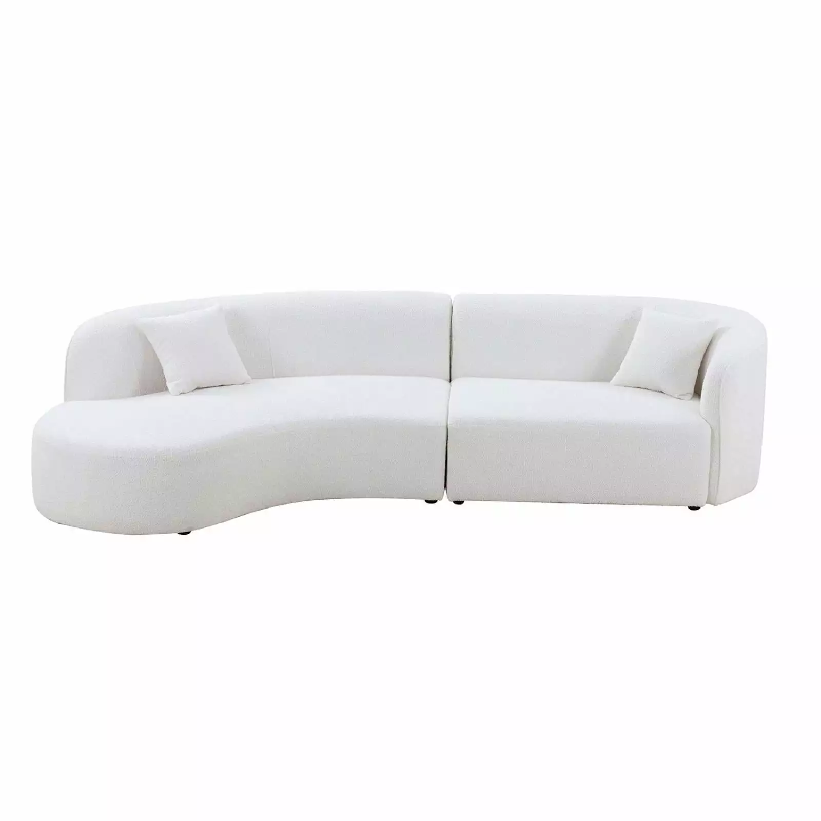 2-Piece Luxury Modern Curved Sofa Set Chaise Left Hand Facing Boucle Upholstery Sectional Wodine
