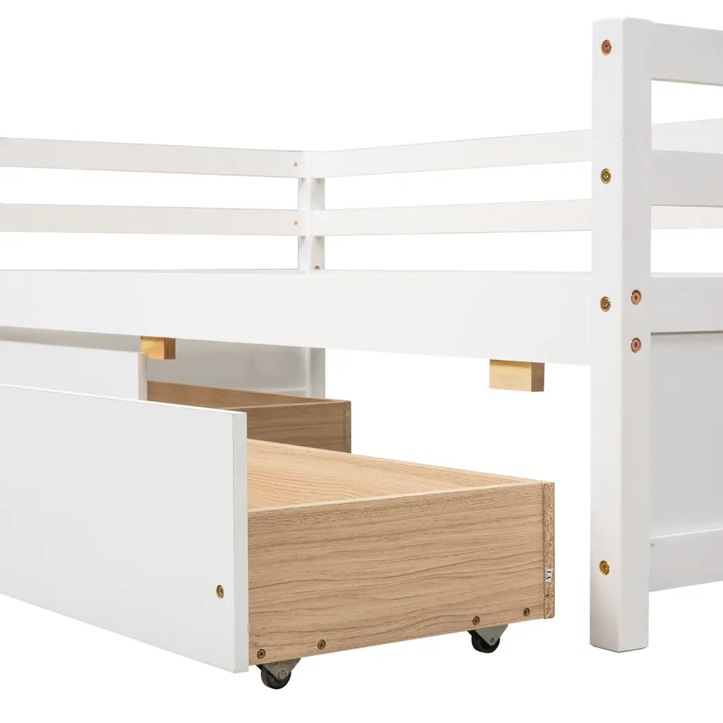 White Twin Daybed Two Storage Drawers Pine Wood inspirit