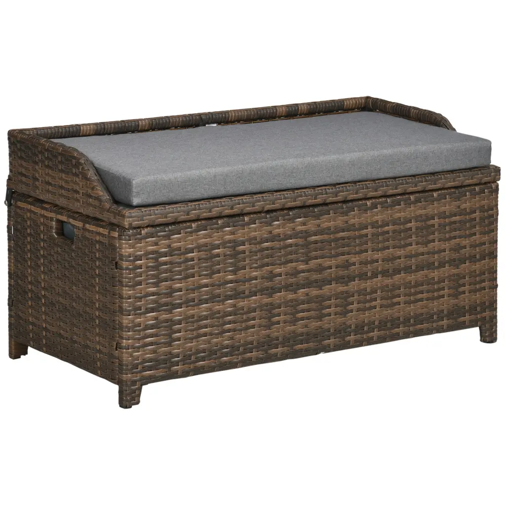 Outsunny Outdoor Wicker Storage Bench Deck Box PE Rattan Patio Furniture aosom business