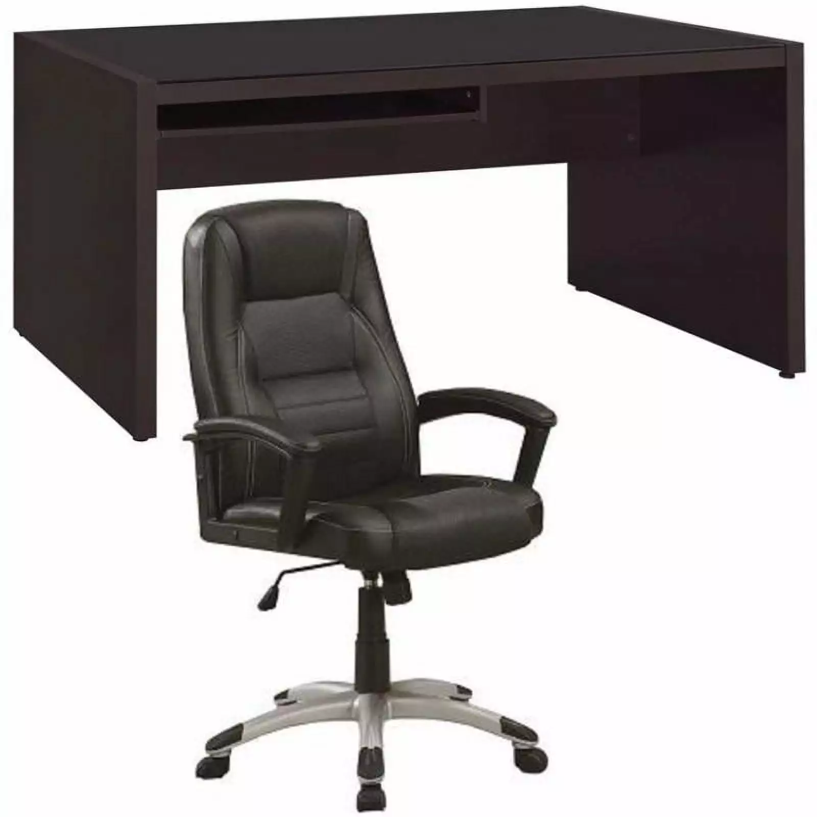 Home Square 2 Piece Furniture Set Computer Desk Ergonomic Office Chair Gray Smoke Oak