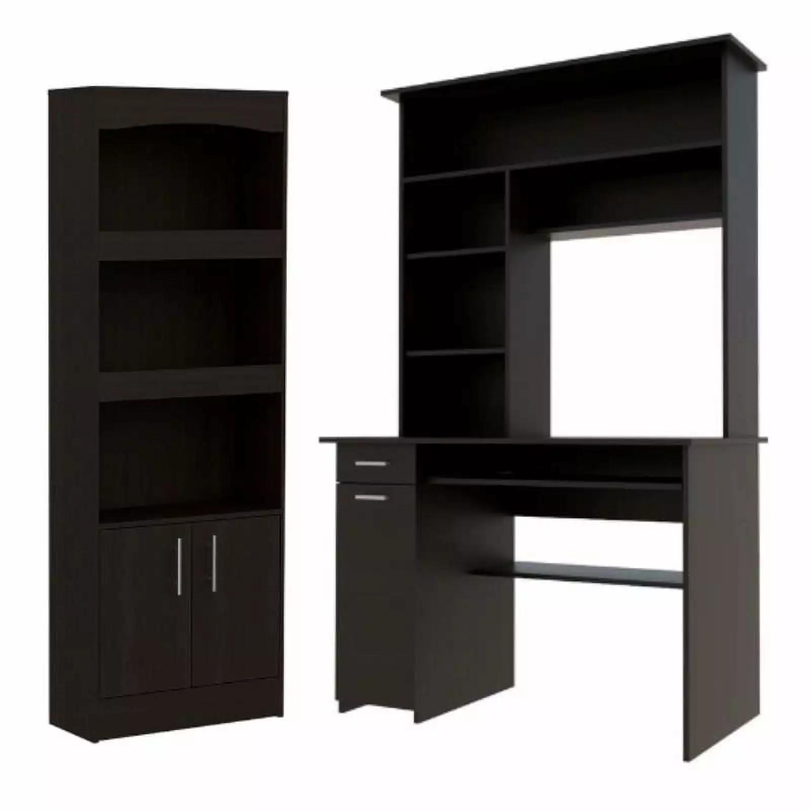 Home Square 2-Piece Set Cabinet Bookcase and Desk Hutch - Complete Office Set