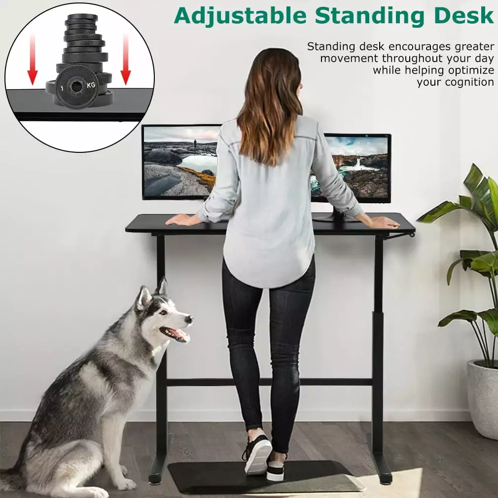 BestOffice Adjustable Standing Desk 47-inch Computer Desk Height Converter Dual Monitors