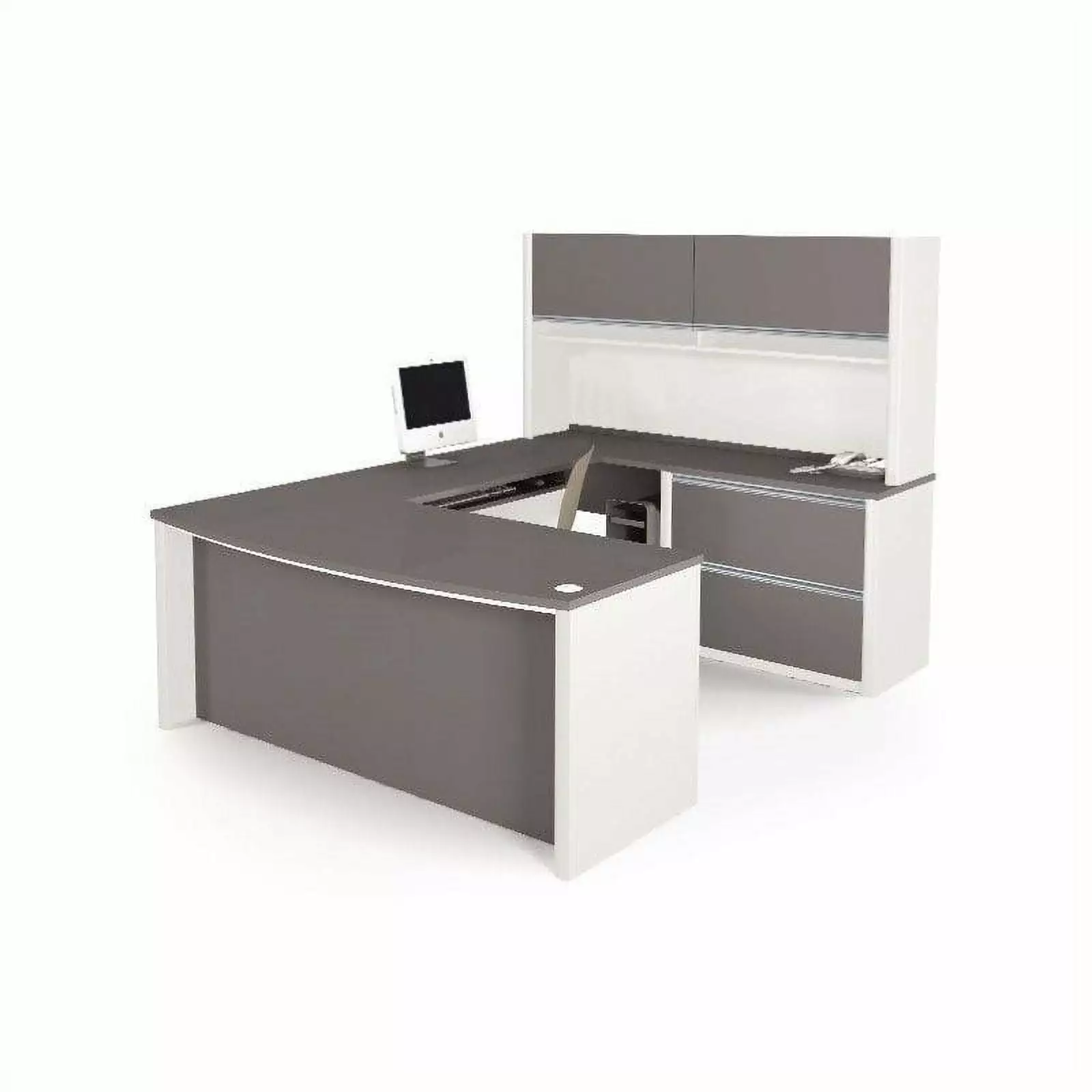 Atlin Designs U-Shape Office Desk Set Oversized Pedestal Sandstone