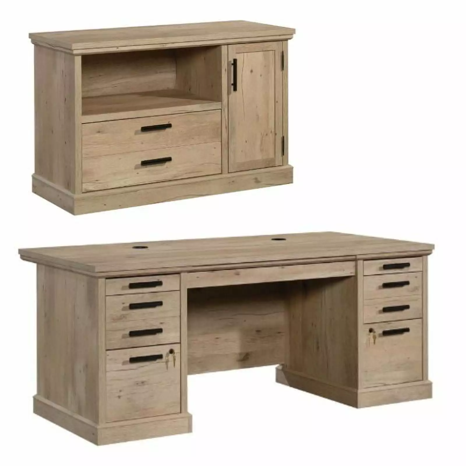 Home Square 2-Piece Executive Desk Set Small Filing Cabinet Credenza