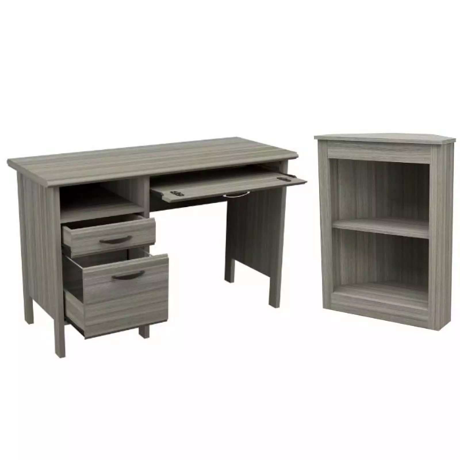 Home Square 2-Piece Set Computer Desk and 2 Shelf Corner Bookcase