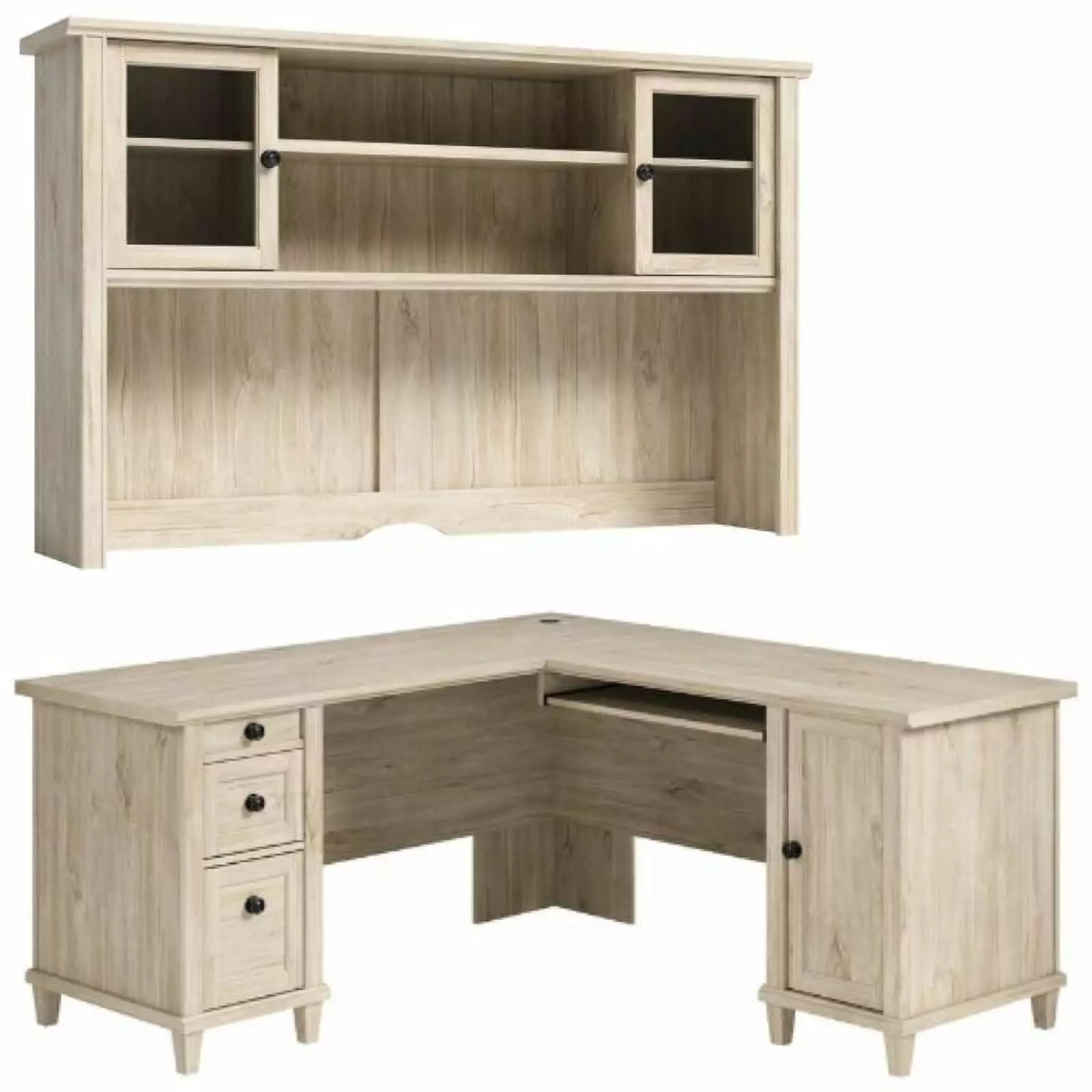Home Square 2-Piece Set L-Shaped Desk & Hutch Chalked Oak - Home Office Furniture