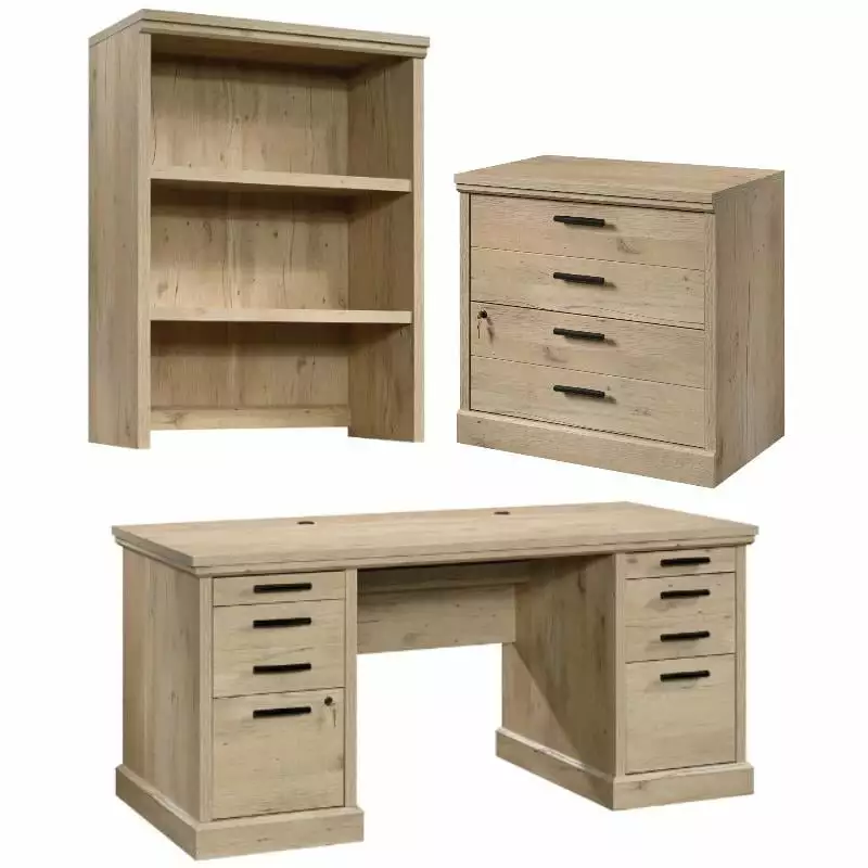 Home Square 3-Piece Executive Desk Set Hutch and Lateral File Cabinet