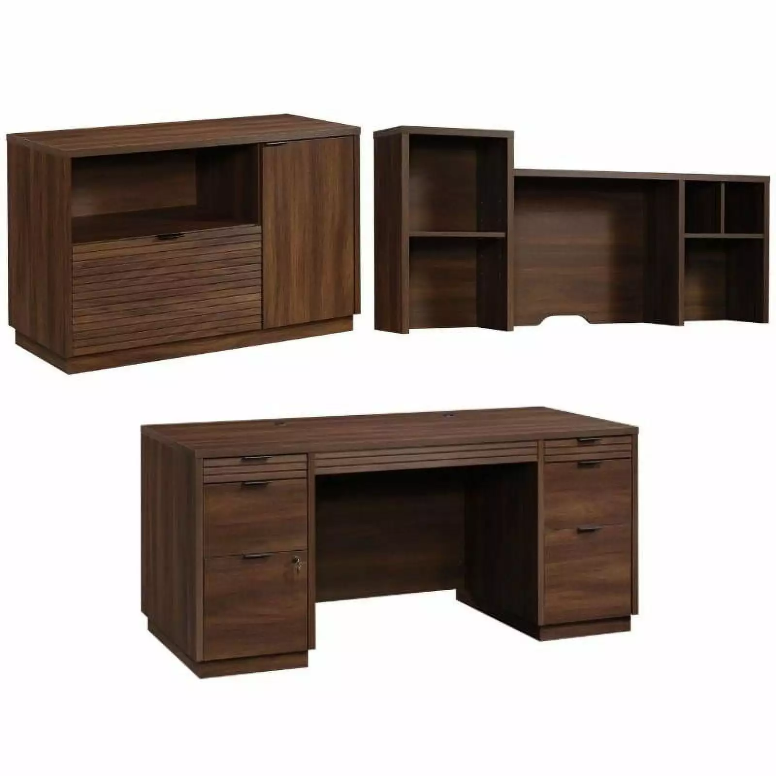 Home Square 3-Piece Executive Office Set Desk Hutch and Storage Credenza