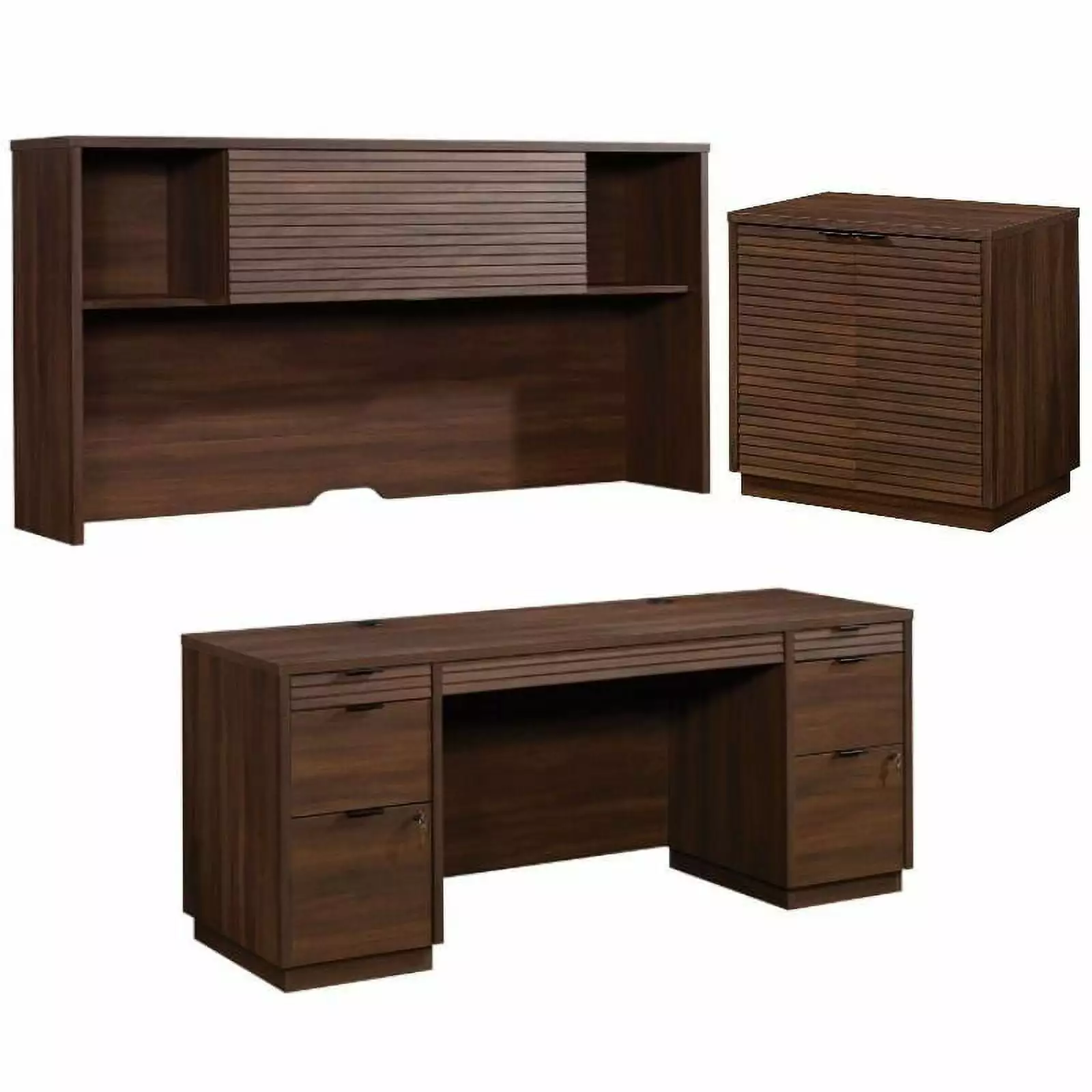 Home Square 3-Piece Set Credenza Desk Hutch Utility Stand Library Base Home Office Furniture
