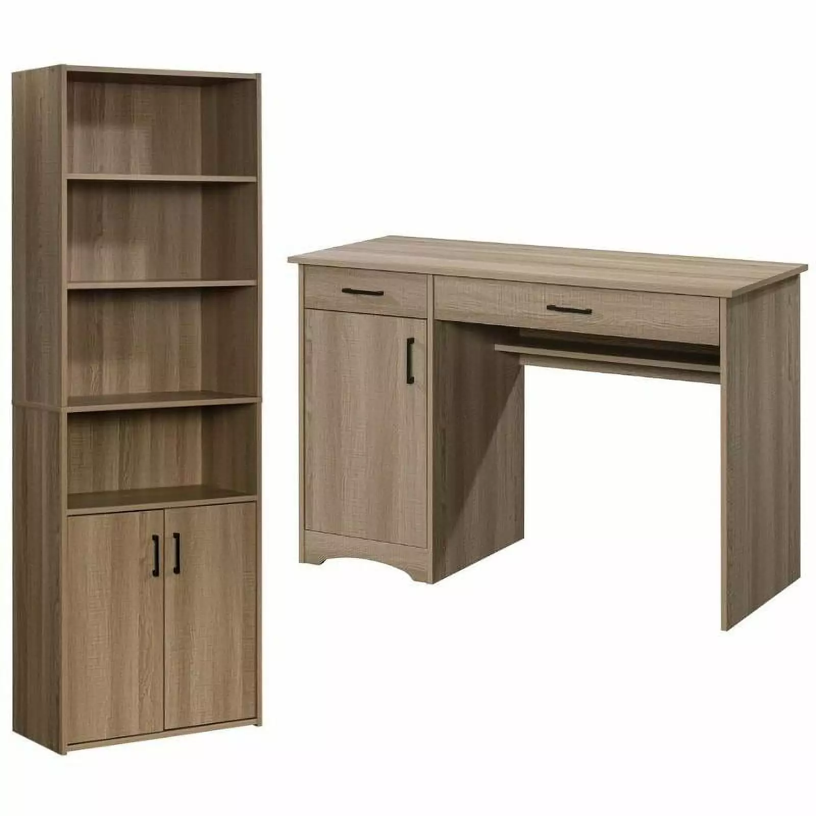 Home Square 2 Piece Set 4 Shelf Bookcase and Computer Desk Summer Oak