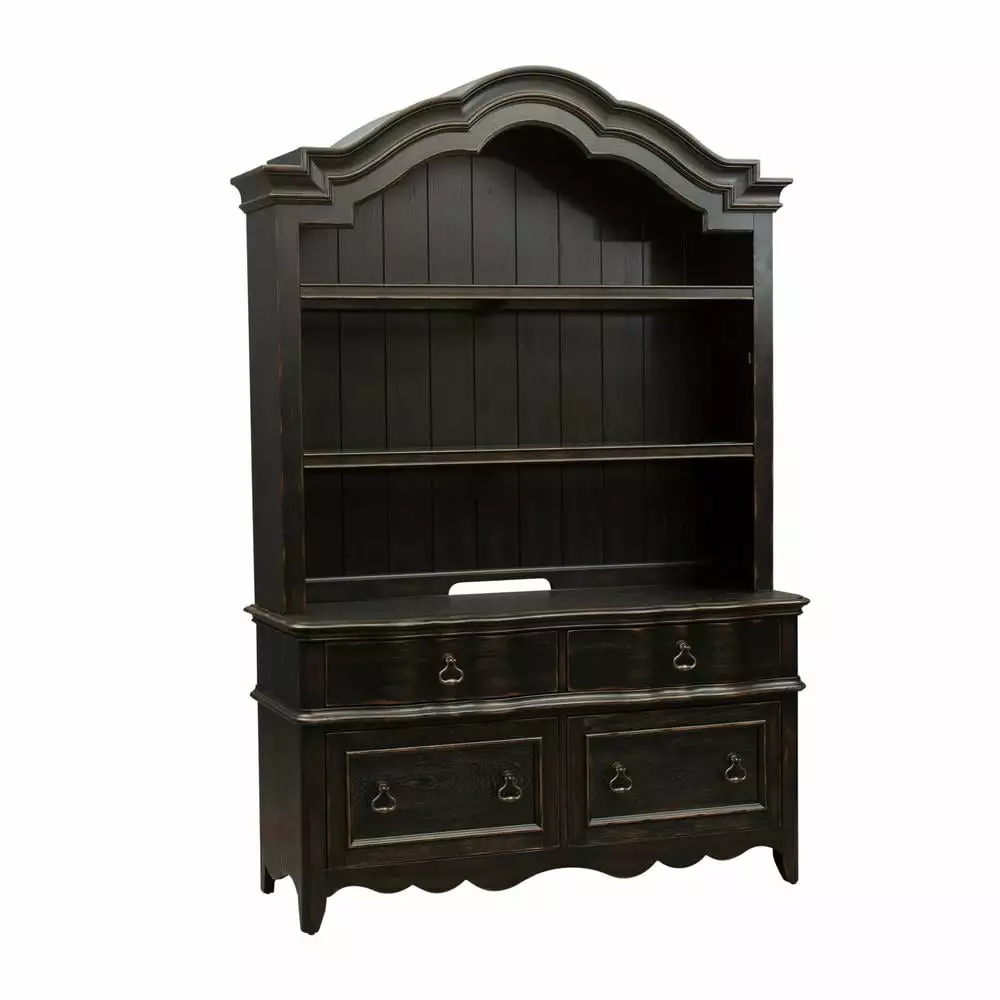 Chesapeake Black 3 Piece Desk and Hutch Set Home Office Furniture Liberty Furniture