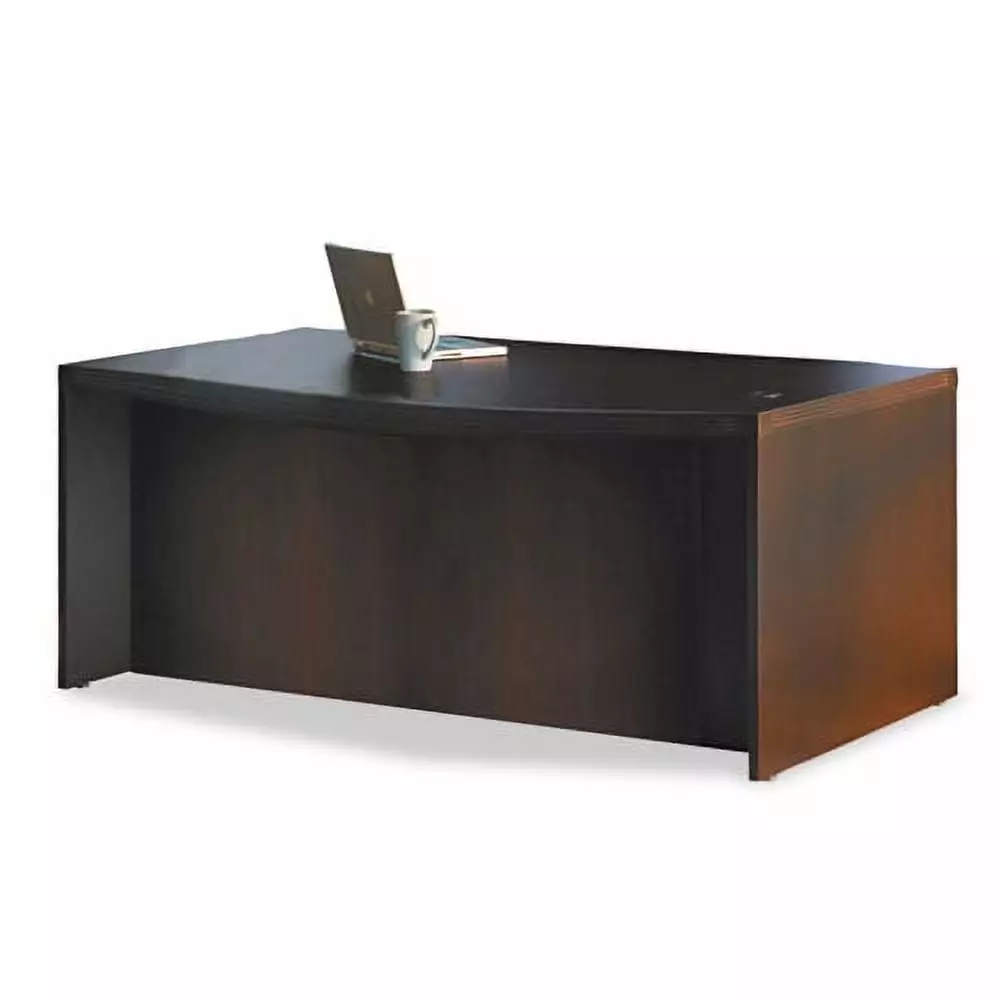 Mayline Aberdeen Series Laminate Bow Front Desk Shell 72w x 42d x 29.5h Mocha