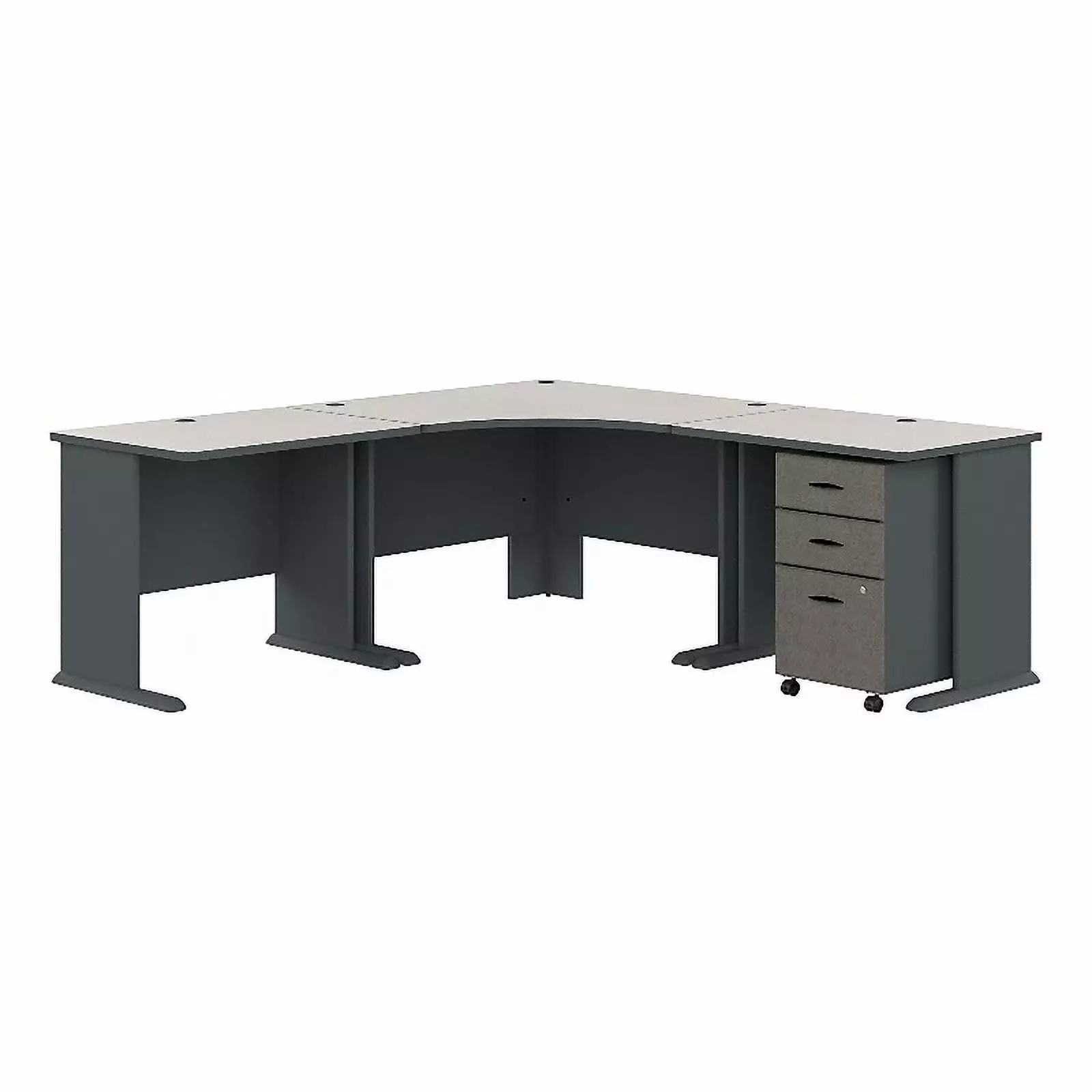 Scranton & Co 84 Traditional Engineered Wood L Desk File Cabinet White