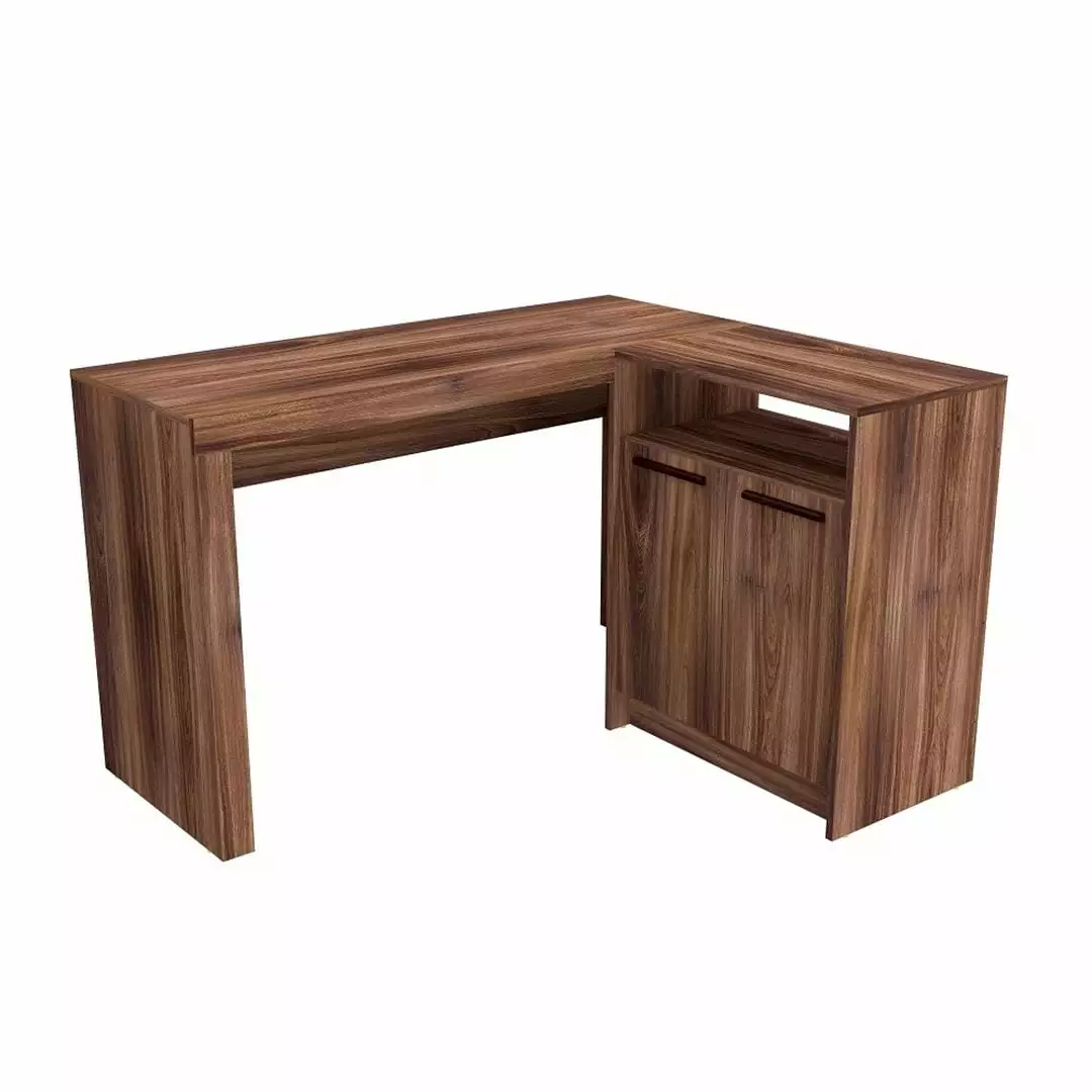 Kalmar L-Shaped Office Desk Inclusive Cabinet - Functional Workstation Storage Manhattan Comfort