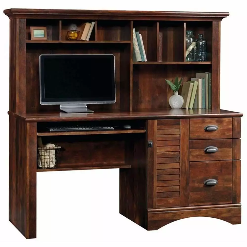 Bowery Hill Engineered Wood Computer Desk Hutch Curado Cherry - Stylish Workspace