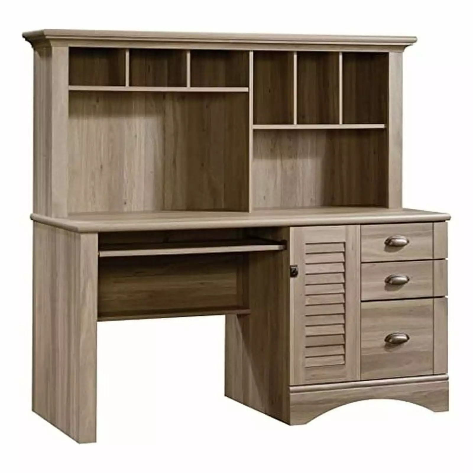 Bowery Hill Traditional Home Office Wood Desk Hutch Salt Oak - Vintage Writing Desk