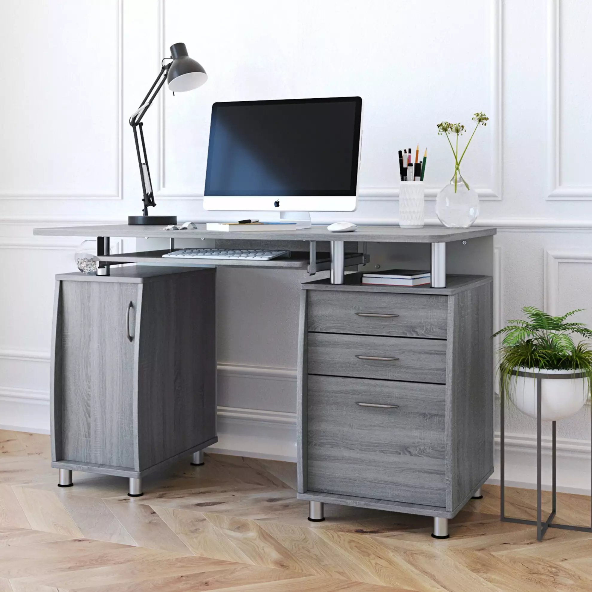 Computer Desk Drawers and Hutch Wood Office Desk Teens and Students JAMPOOCA