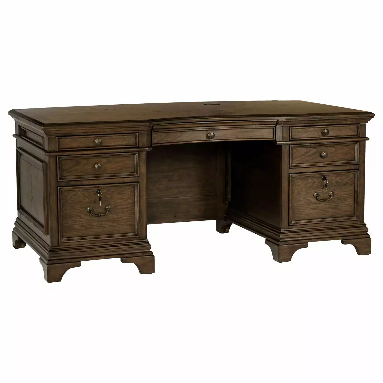 Hartshill Executive Desk File Cabinets Burnished Oak - Professional Office Desk Coaster Company