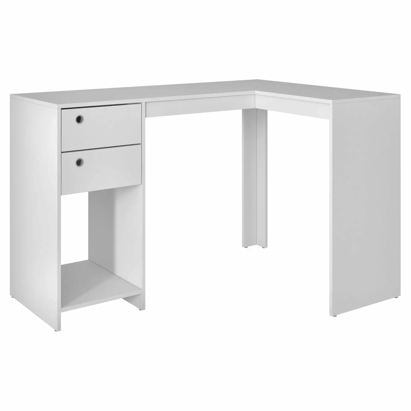 Palermo Classic L-Desk 2 Drawers and 1 Cubby White Manhattan Comfort