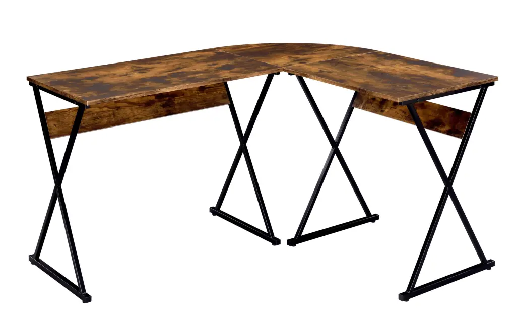 Weathered Oak and Black Writing Desk Metal Base furniture max