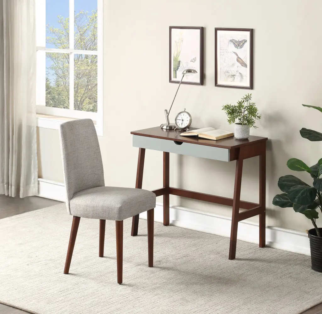 Hilton Desk Espresso and Gray Finish Solid Wood Construction simple living