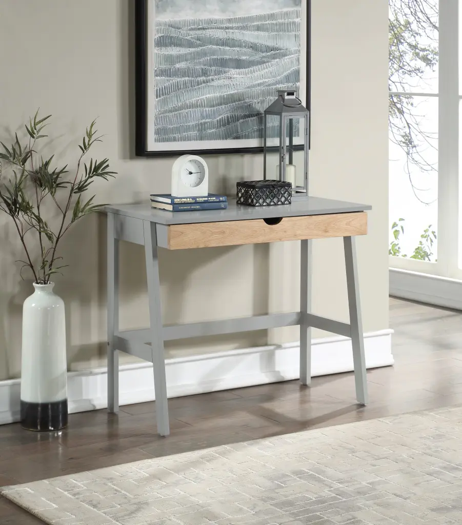 Hilton Desk Gray Natural Gray Solid Wood Office Desk simple living