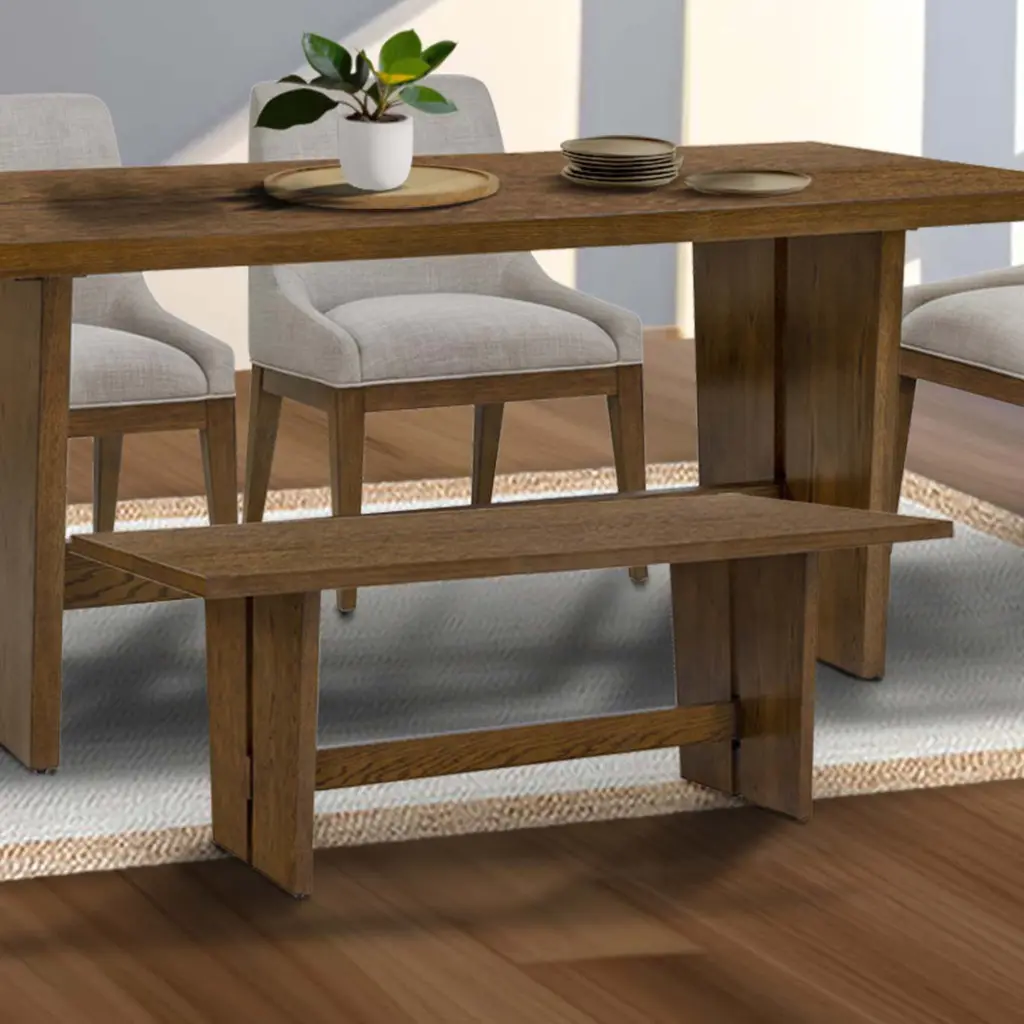 Dining Bench Brown Wood Kitchen Bench Backrest jla