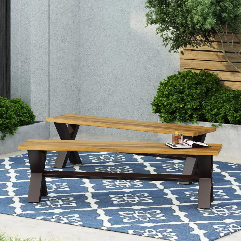 Sanibel Teak Acacia Wood Dining Bench Kitchen and Dining Room nh-gardenpara