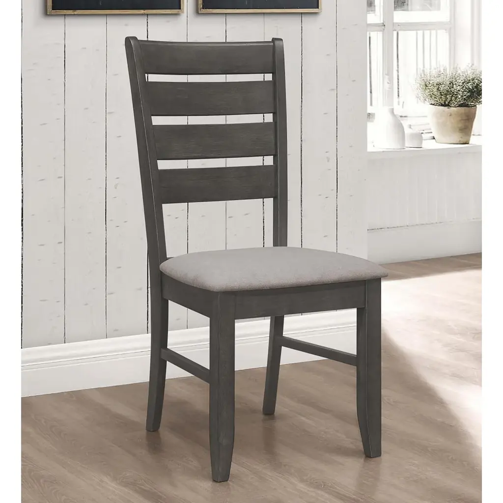 Set 2 Grey Padded Seat Side Chairs Solid Gray Dining Chairs furniture max