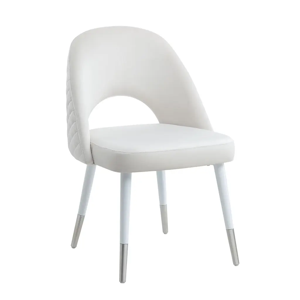 White Gloss Padded Side Chair Set 2 Dining Room furniture max