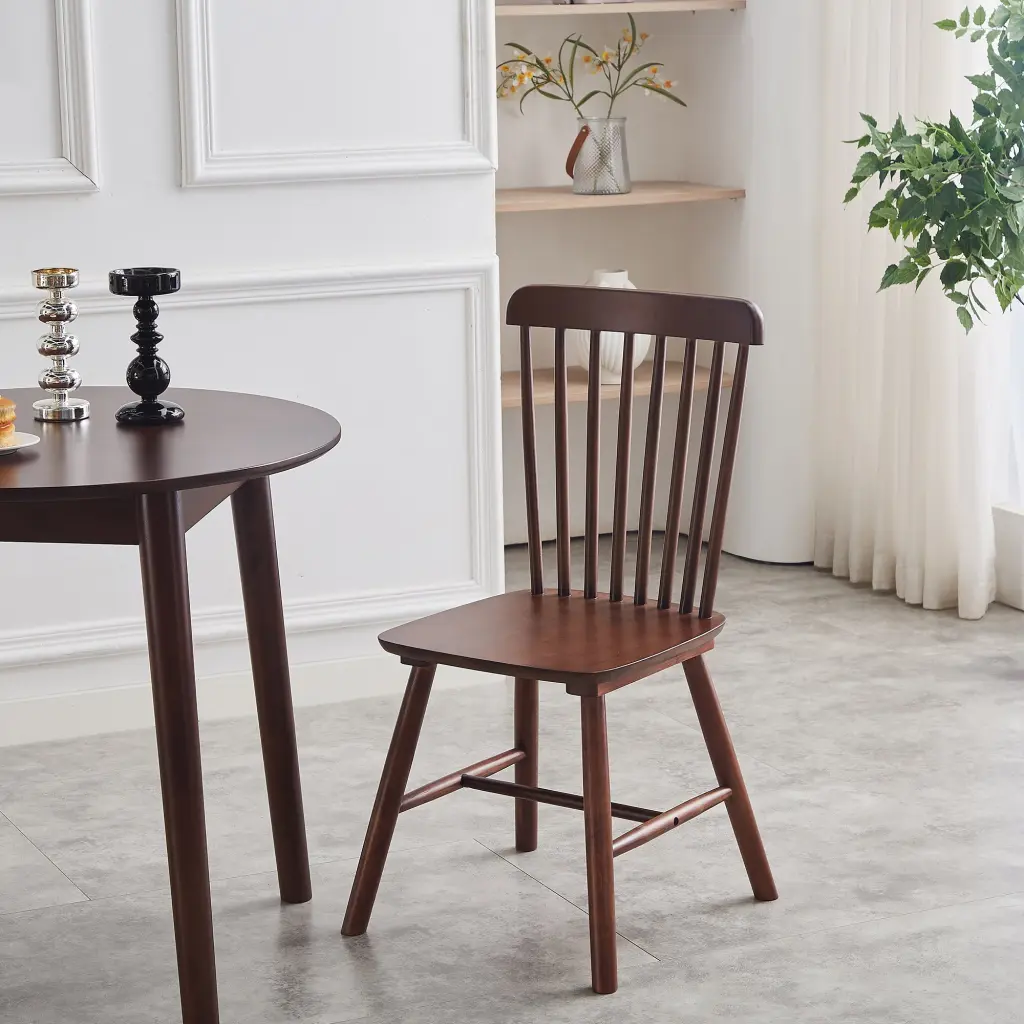 4 Pieces Dining Chair Walnut Rubber Wood Material Dining Room Chairs haizhijia