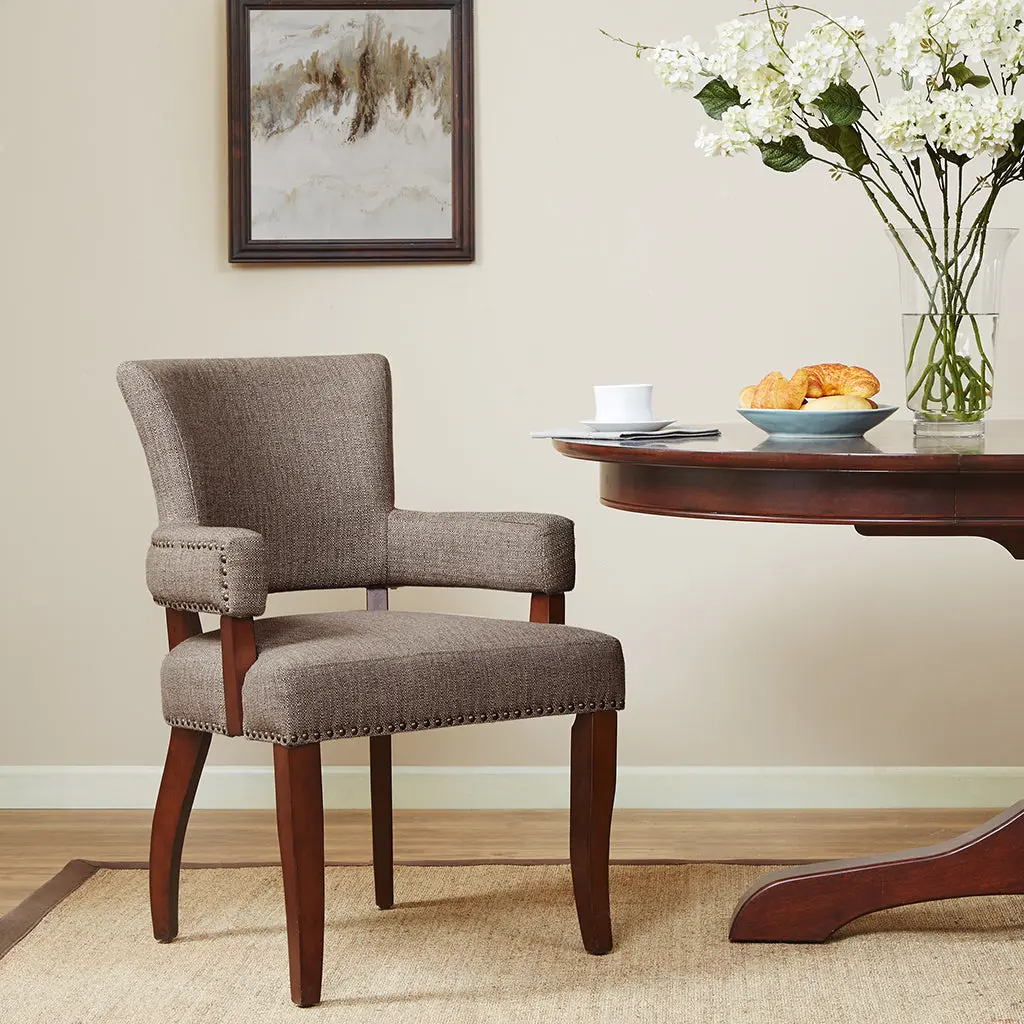 Arm Dining Chair Brown Polyester Upholstered Side Chair jla