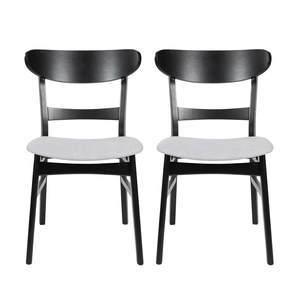 Set 2 Light Grey Fabric Dining Chairs Modern Kitchen Seating nh-bo