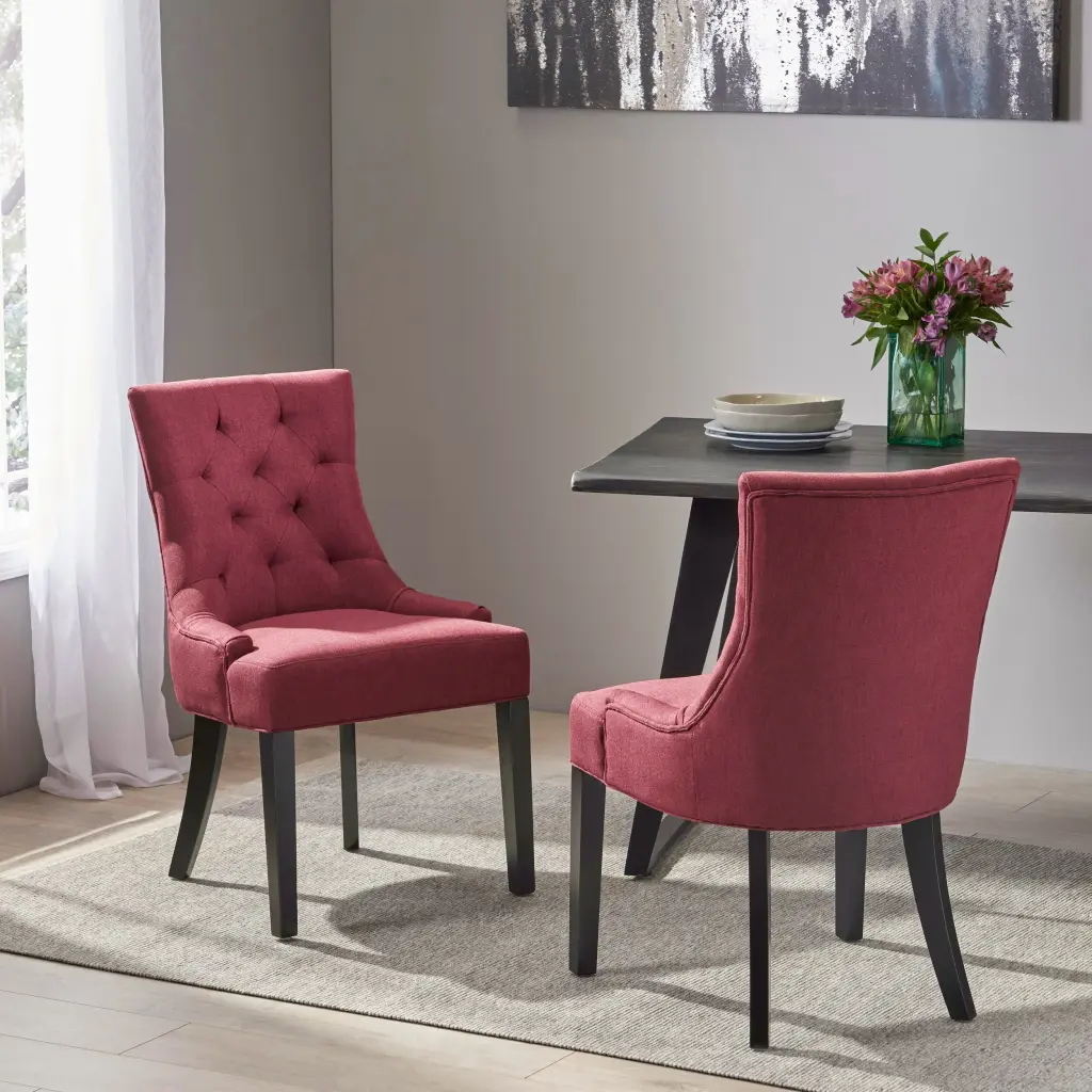 Cheney Dining Chair KD MP2 Set 2 Red Fabric nh-cloudhouse