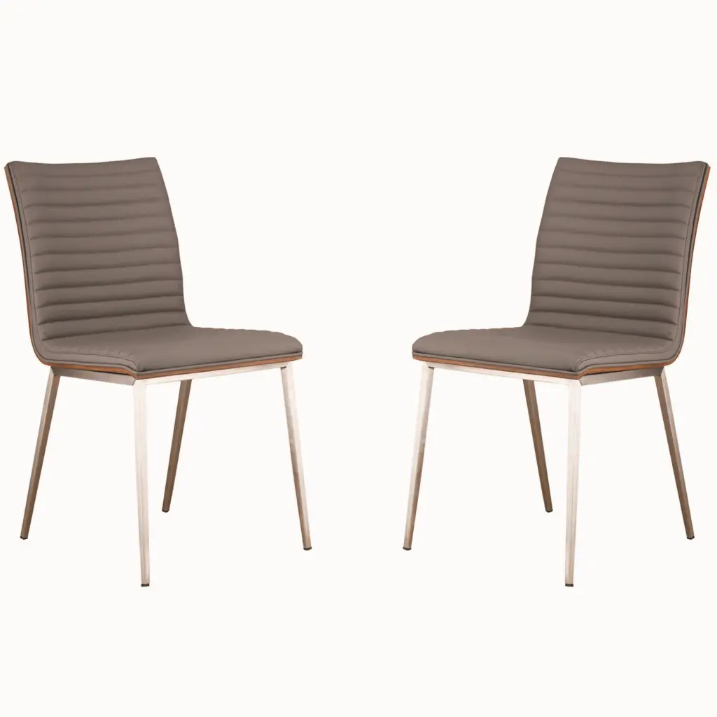 Horizontally Tufted Dining Chair Metal Legs Set 2 Gray Wood royal hampton