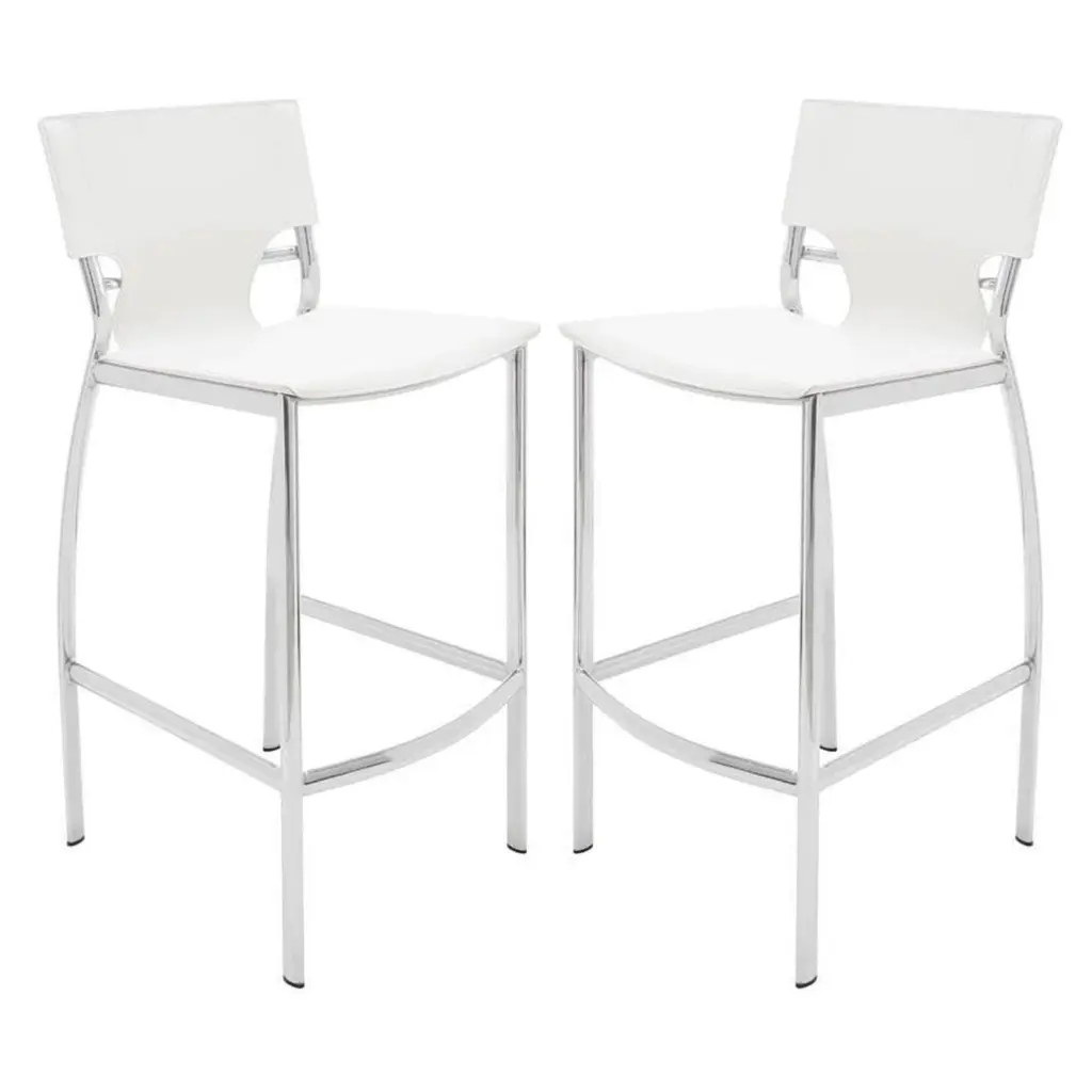 Illa 26 Inch Counter Height Chair Set 2 Chrome Base And Vegan Leather royal hampton
