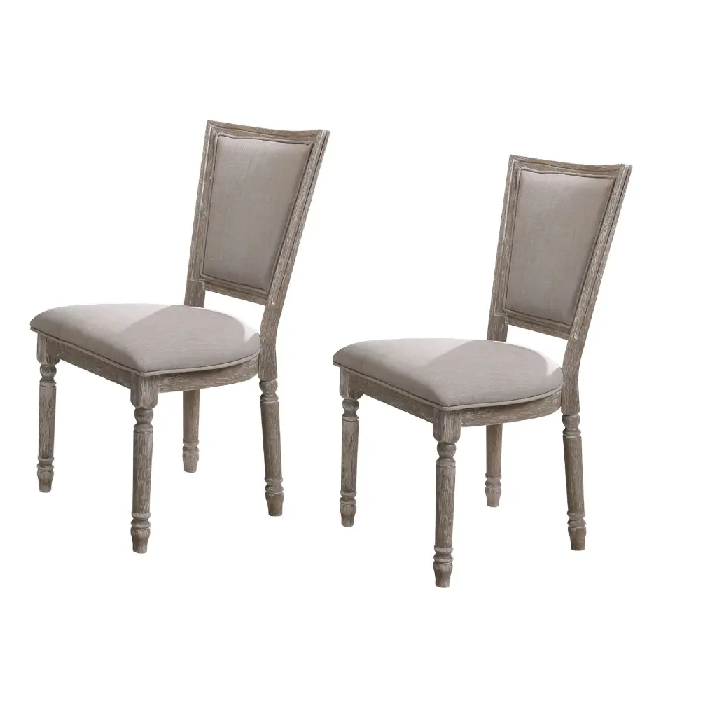 Wooden Chair Fabric Upholstered Seating Set 2 Gray And Brown Modern Dining Chairs royal hampton