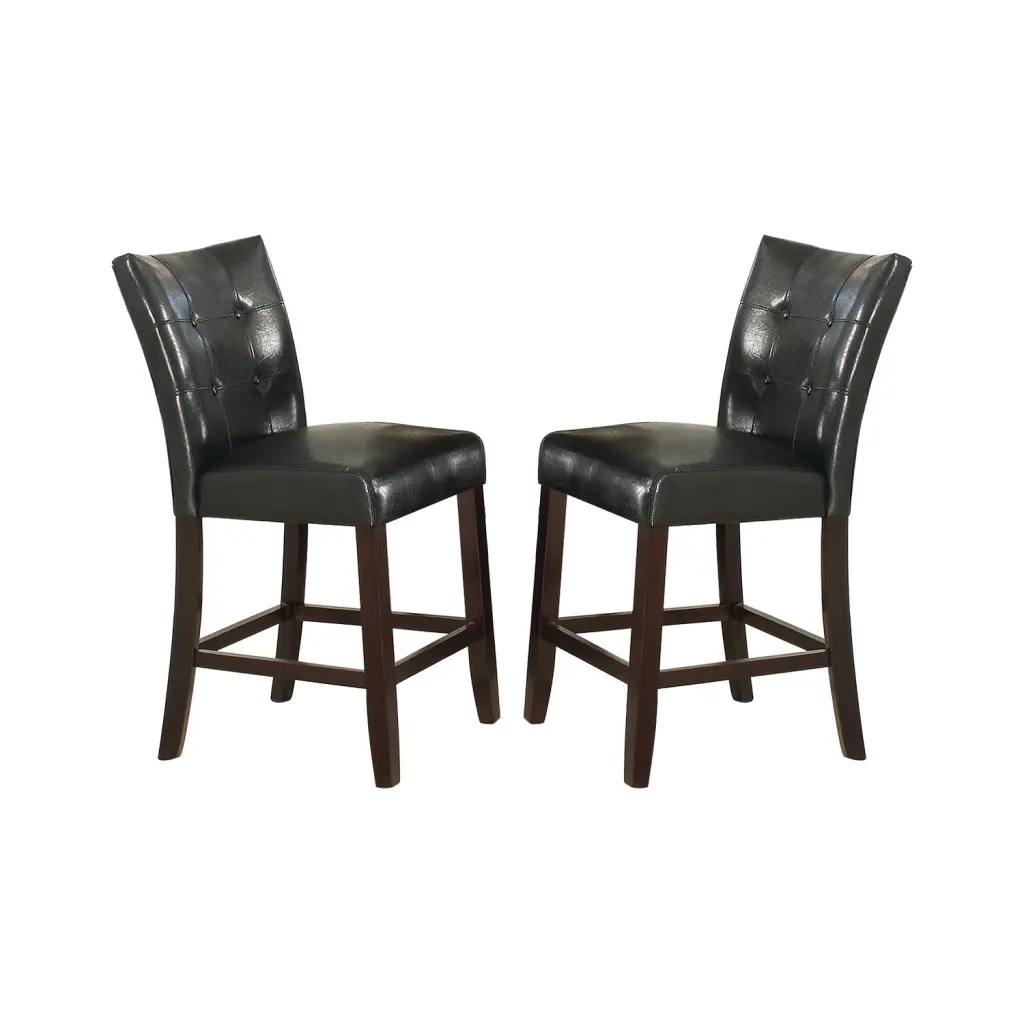 Leather Upholstered High Dining Chair Black Set 2 Solid Black Dining Chairs simple relax