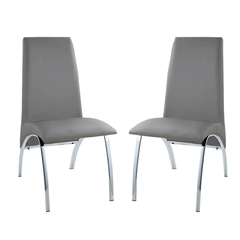 Set 2 Padded Gray Side Chairs Chrome - Solid Gray Dining Room Side Chairs simple relax