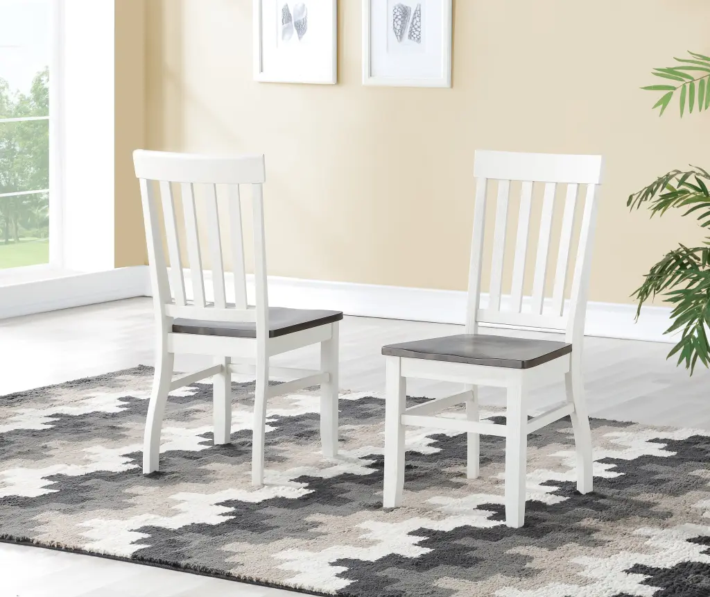 Caylie Side Chair Set 2 White Wood Modern Dining Chairs steve silver furniture
