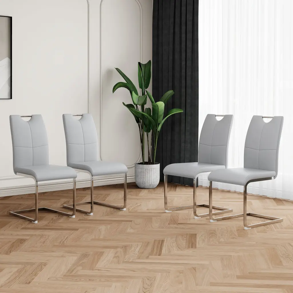 Modern Dining Chairs Faux Leather Padded Seat Dining and Living Room youngmagic
