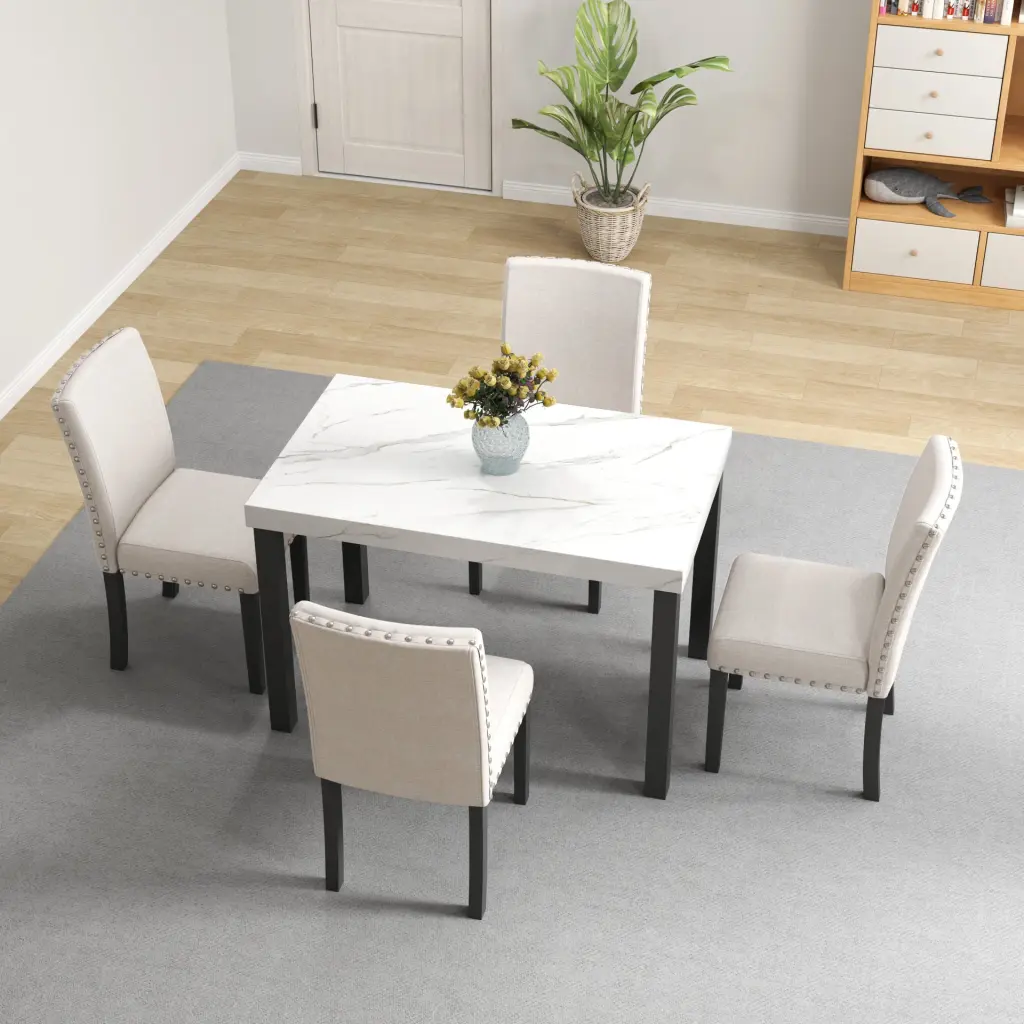 Five Piece Dining Set Imitation Marble Tabletop Restaurant Combination chuangyuan wood industry