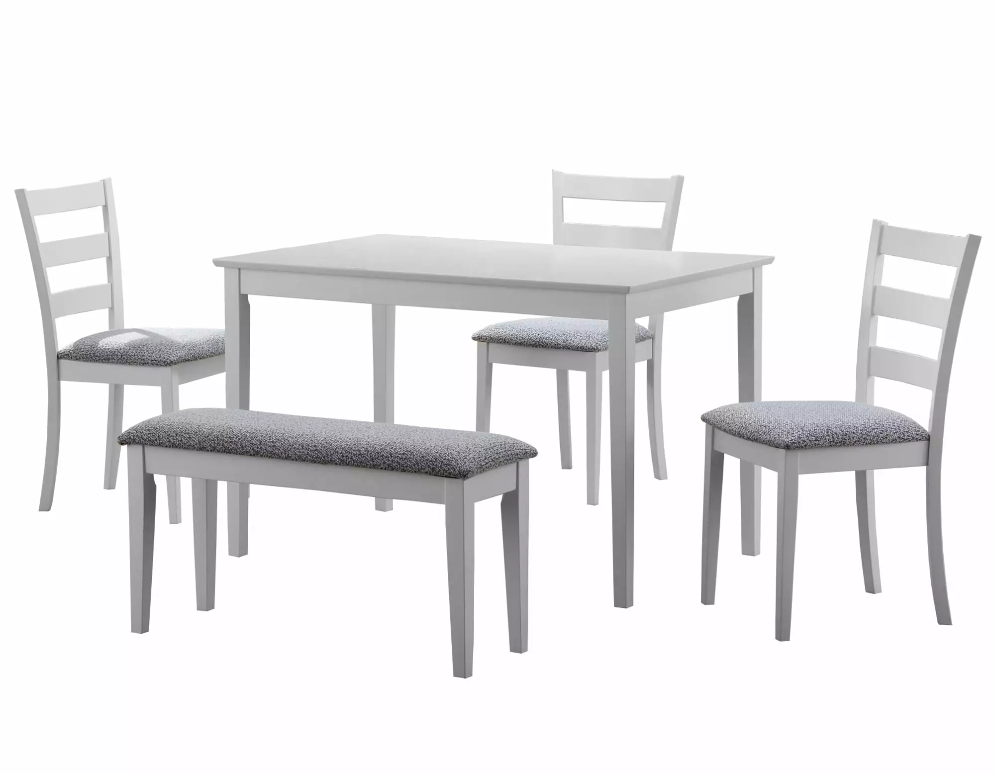 69.5 x 81.5 x 99 White Grey Solid Wood Foam Veneer 5pcs Dining Set Kitchen Table and Chairs HomeRoots