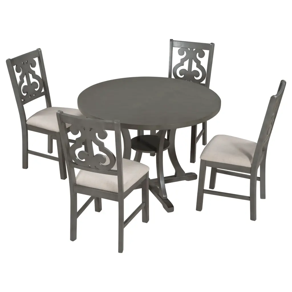 5 Piece Round Dining Table and Chair Set Special Influenced Legs trexm