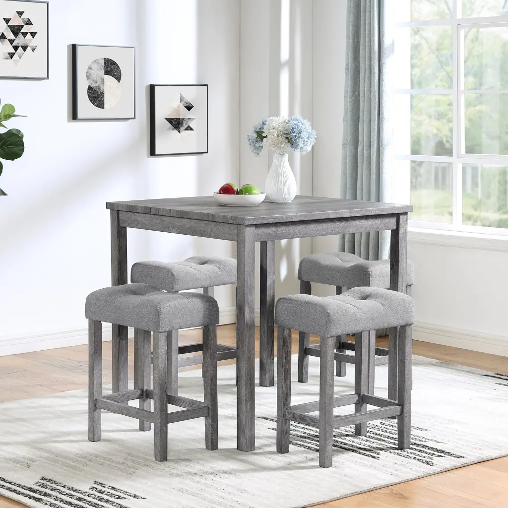5 Piece Dining Table Set Bar Table and Chairs Industrial Style chuangyuan wood industry